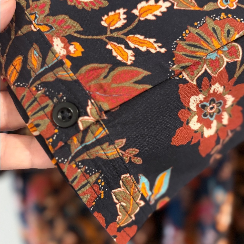 Serengeti Jacobean Floral Pintuck 3/4 Sleeve Cottagecore Romantic Dress Size L - Picture 6 of 11